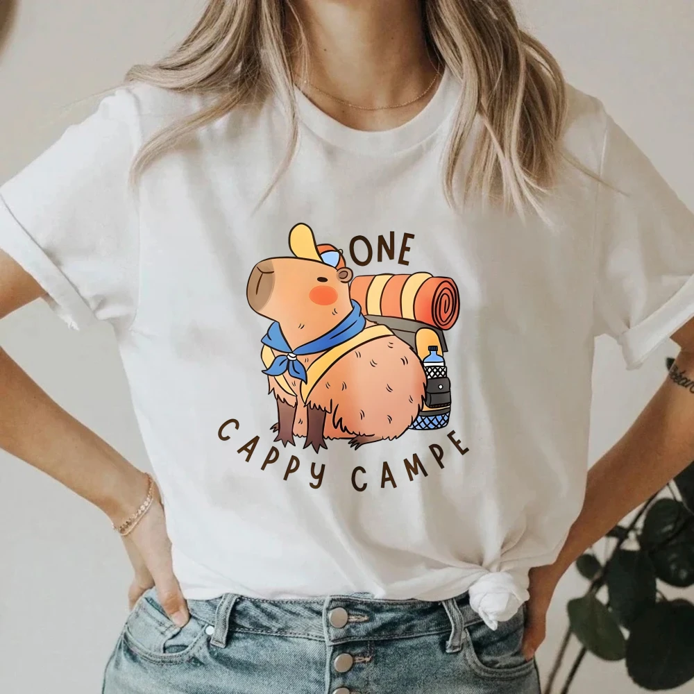 

Capybara Print T-shirts Women Manga Graphic Y2K Tee Harajuku Top Female Japanese Manga Designer Clothing