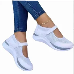 Ao ar livre malha respirável tênis vulcanizados sapatos femininos apartamentos plataforma casual calçados de caminhada de viagem tamanho grande