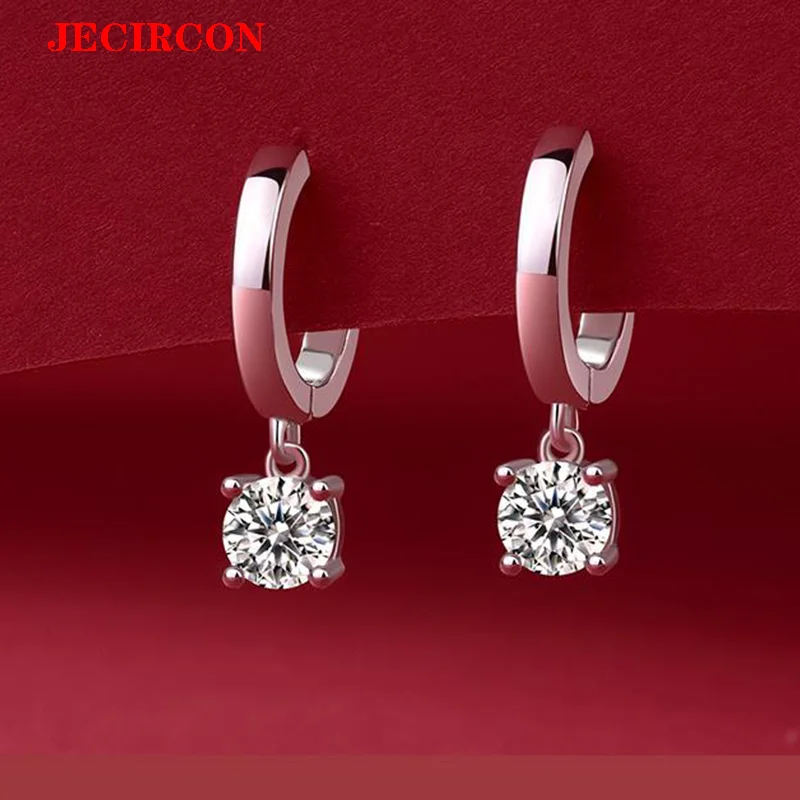

Серьги JECIRCON из стерлингового серебра S925 с муассанитом, минималистичные серьги-капли с одним бриллиантом 0,5 карата, модные и элегантные, повседневная одежда