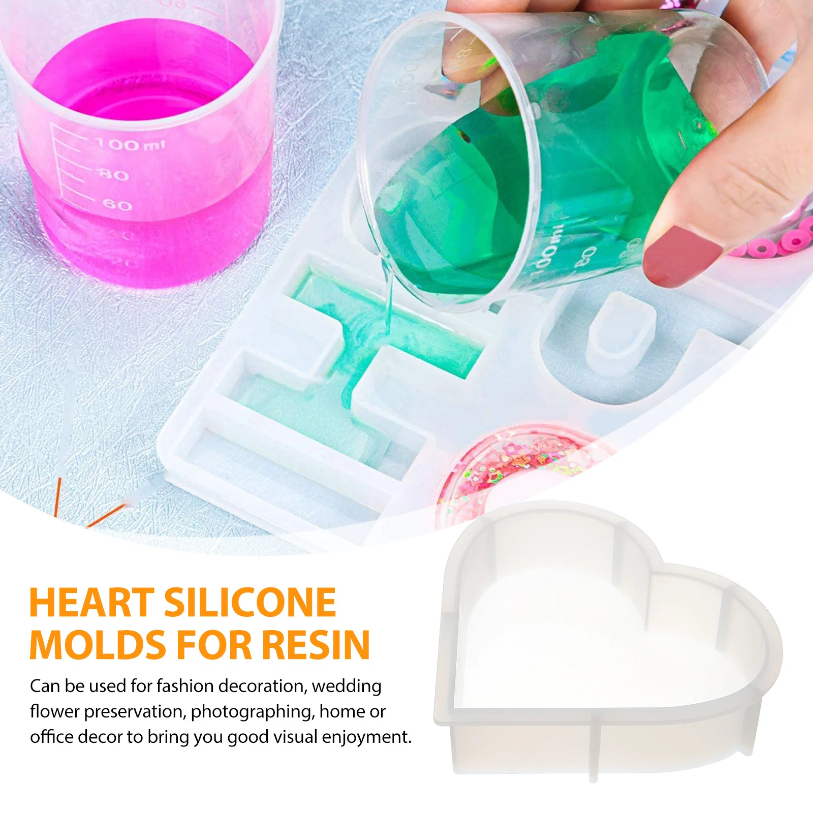 

Large Heart Silicone Mold for Resin Crafts Reusable Non-Stick Smooth Surface Ideal DIY Mold for Wedding Preservation Decor