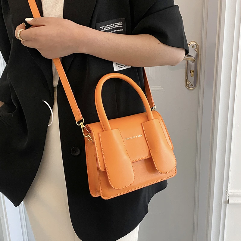 Small Handbags For Women Top Brand Shoulder Bag Pu Leather Square Purse Green Orange Black Mini Crossbody Bag bolsa feminina