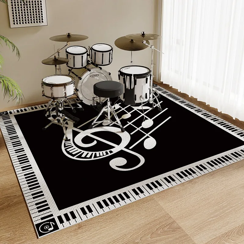 

Carpet for Living Room Retro Drum Set Piano Soft Floor Mat Study Bedroom Chair Shock Absorption Sound Insulation Rug Tapis Ковер