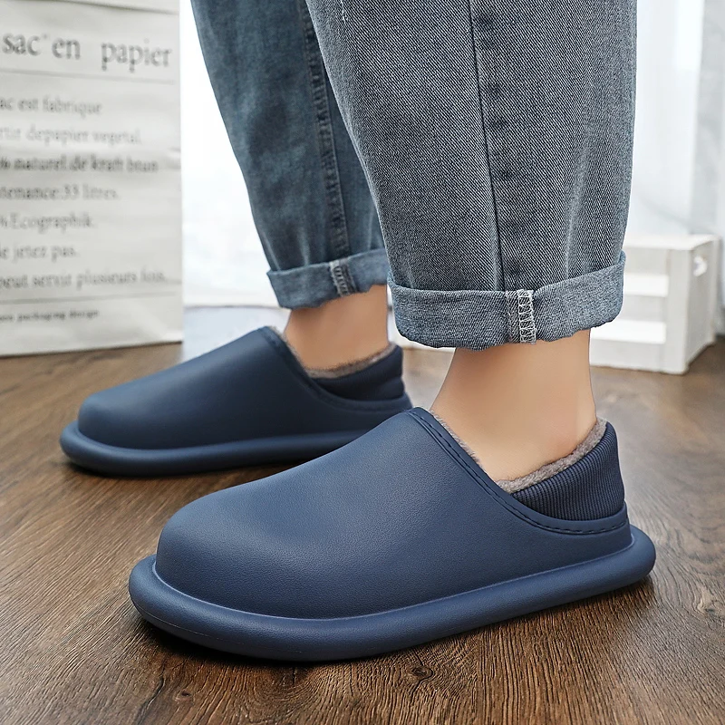 Eva Slippers For Home Man Plus Cotton Winter Keep Warm Slip-on Young Fashion Trendy All-match Waterproof Male Winter Casual Shoe