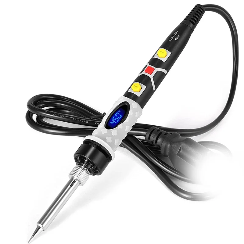 

80W Adjustable Temperature Electric Soldering Iron Welding Solder Rework Heat Pencil Tips Repair Tool Black EU Plug