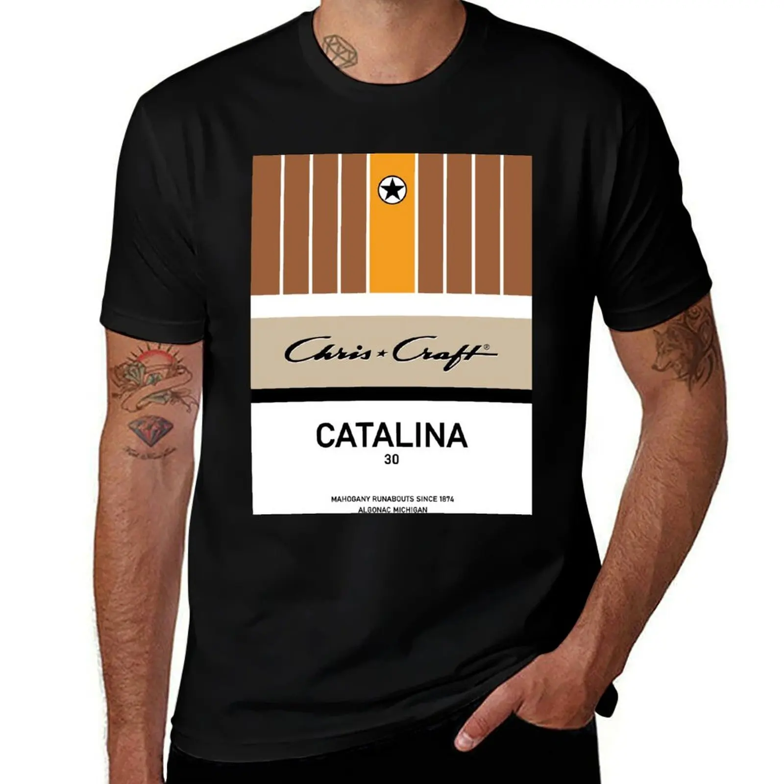 Chris Craft Catalina Lake Michigan Motorboat USA Runabout T-Shirt Soft Lightweight Cotton T-Shirt
