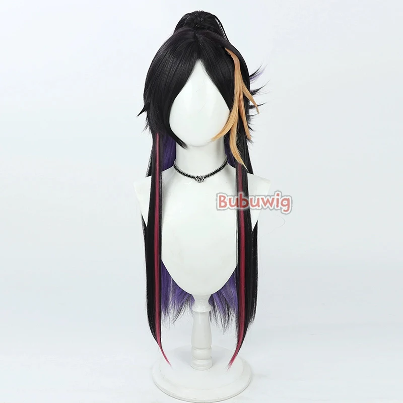 Bubuwig Synthetic Hair Shu Yamino Cosplay Wigs Virtual YouTuber Shu Yamino 70cm Long Black Mixed Ponytail Wig Heat Resistant