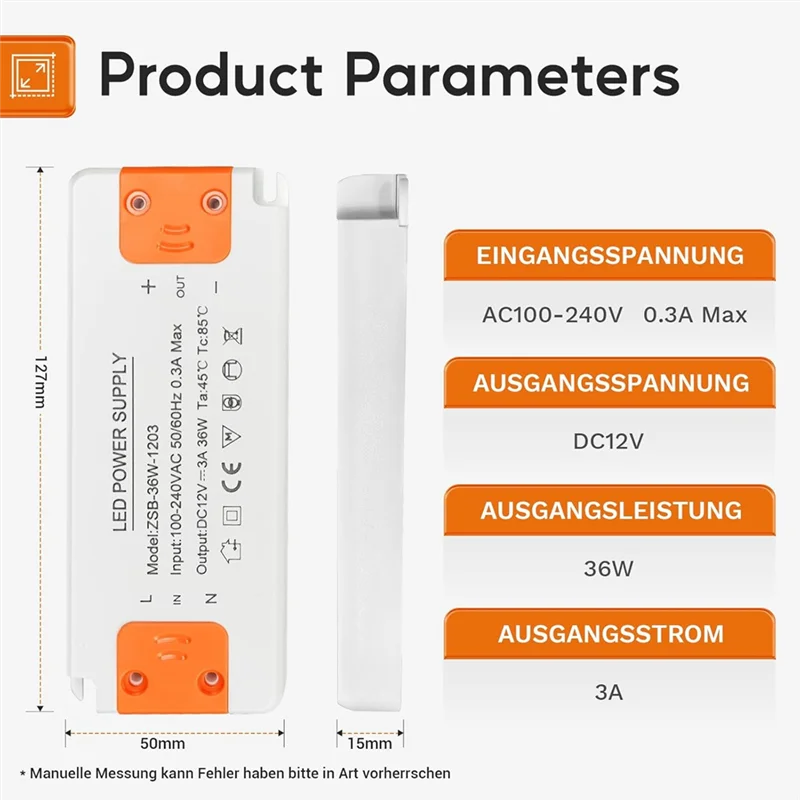 12V Low Voltage LED Transformer, 230V To 12V Step Down Transformer, 36W 3A LED Driver Power Supply