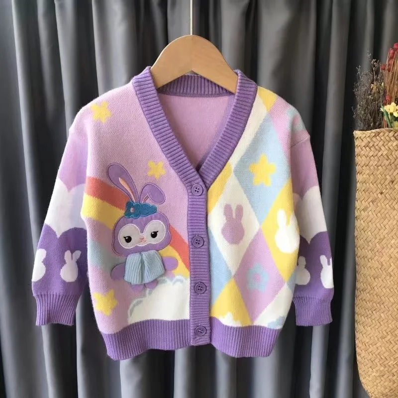 Children s Girls Sweater Coat Autumn New Cartoon Korean Version Small And Medium Girl Baby Knitted Cardigan Top Kids Clothing