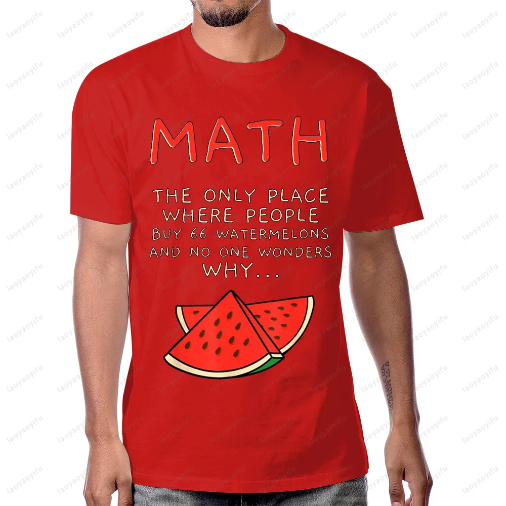 الرياضيات والبطيخ الرياضيات حساب أرقام تي شيرت عادية موضة الشارع الشهير الصيف قصيرة الأكمام Harajuku رجل التي شيرت