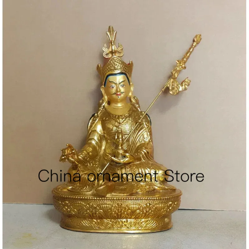 

Tibetan Handpainted bronze Padmasambhava Buddha statue gilt Guanyin God wealth