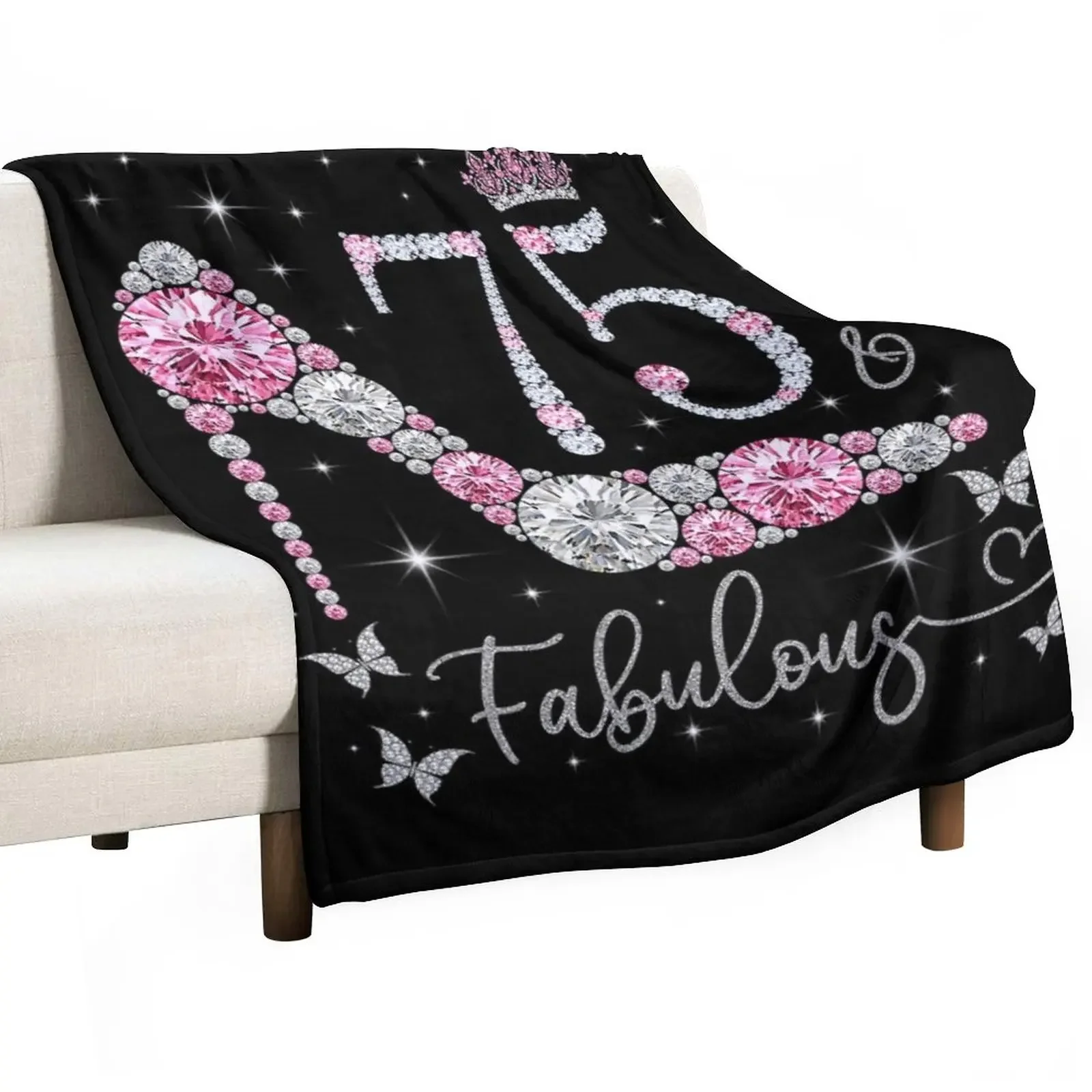 

75 & Fabulous, 75 Years Old and Fabulous, 75th Birthday Throw Blanket Heavy Camping Blankets