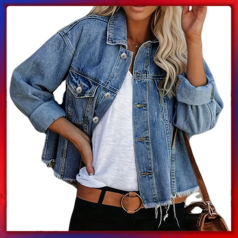 

New Jean Jackets Fashion Basic Lapel Button Denim Jacket Women Casual Coat Female New Single-Breasted Cardigan Outerwear 2025