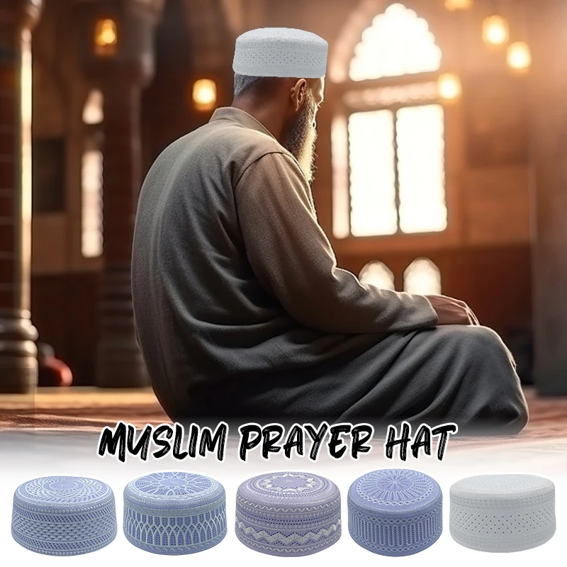 Cappelli musulmani in rete ventilata estiva Cappelli da preghiera leggeri e confortevoli Turbante musulmano Uomo Foulard Hijab Cofano Berretti ebrei indiani
