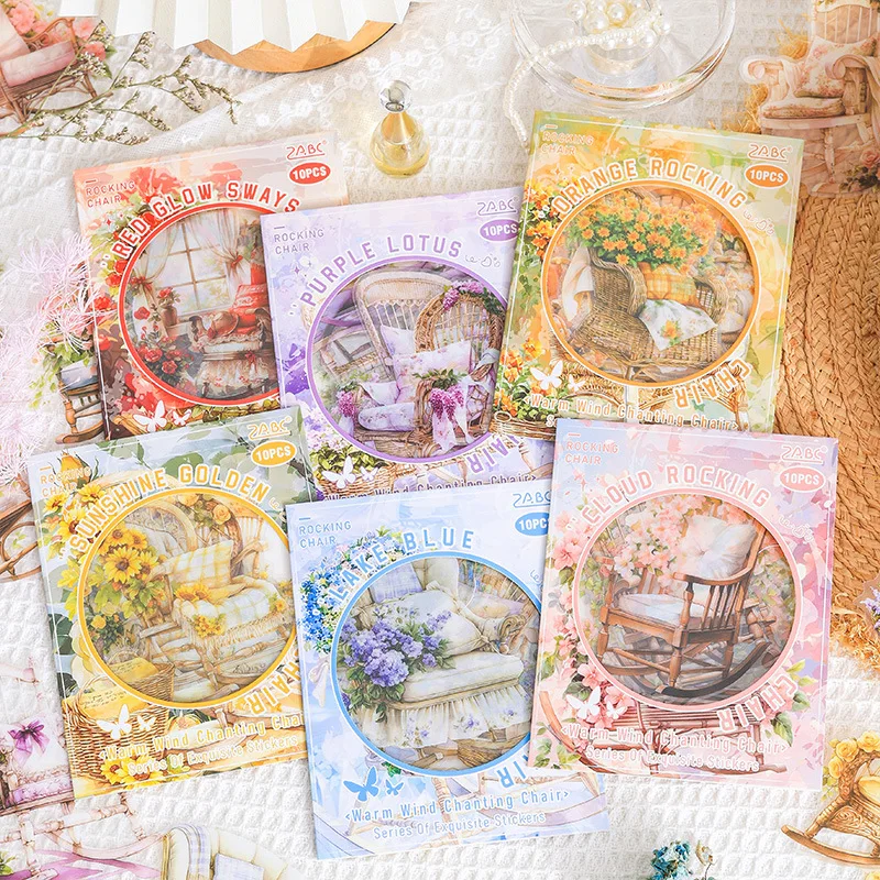 10pcs/lot Kawaii Stationery Stickers Warm Wind Chanting Chair Diary Planner Decorative Sticker Scrapbooking Journal Sticker