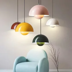 Nordic LED Pendant Light Danish Design Semicircular Colorful Hanging Lamp for Restaurant Dining Room Kitchen Decor Drop Lighting