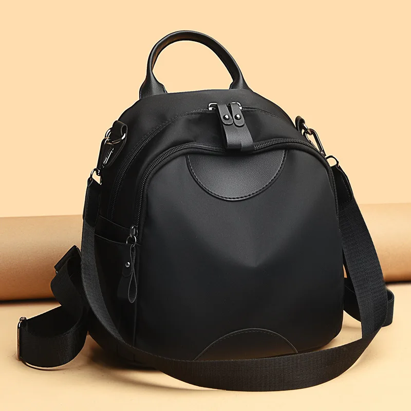 Oxford fabric waterproof women's double-shoulder small bag, round shape, lightweight, large capacity, travel women's bag