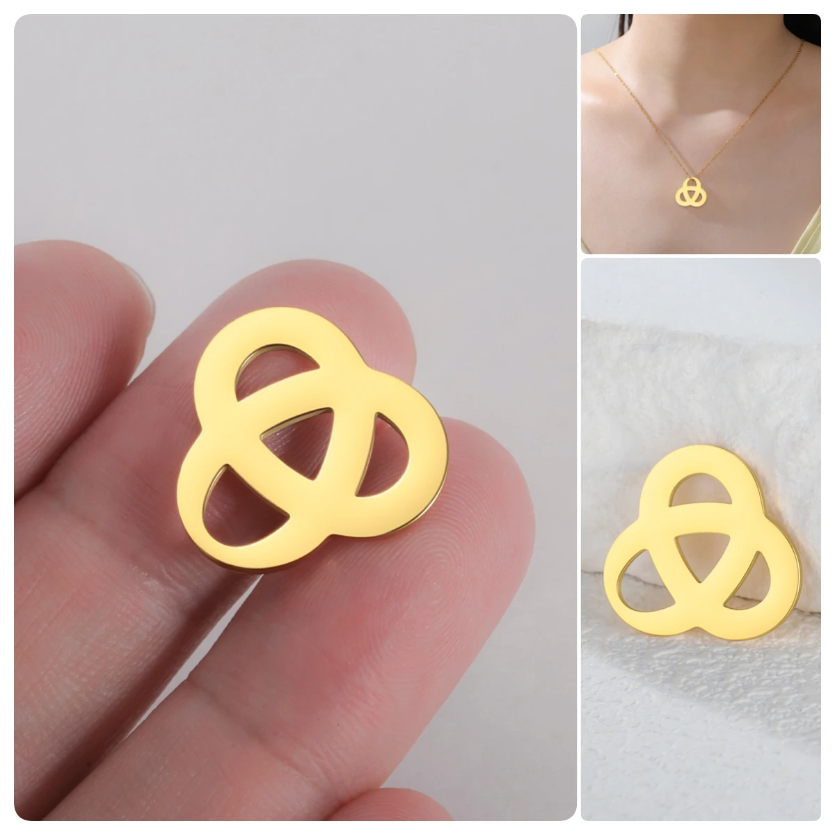 

1 Piece Stainless Steel Triangle Knot Evil Eye Pendant Fashion Amulet Jewelry for Daily Wear Suitable for Gift Giving