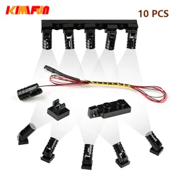 Multifuncional LED Light para DIY, Terminal LED Holofote, MOC Table Lamp, Black Spotlight, Building Block, 1219, 10PCs