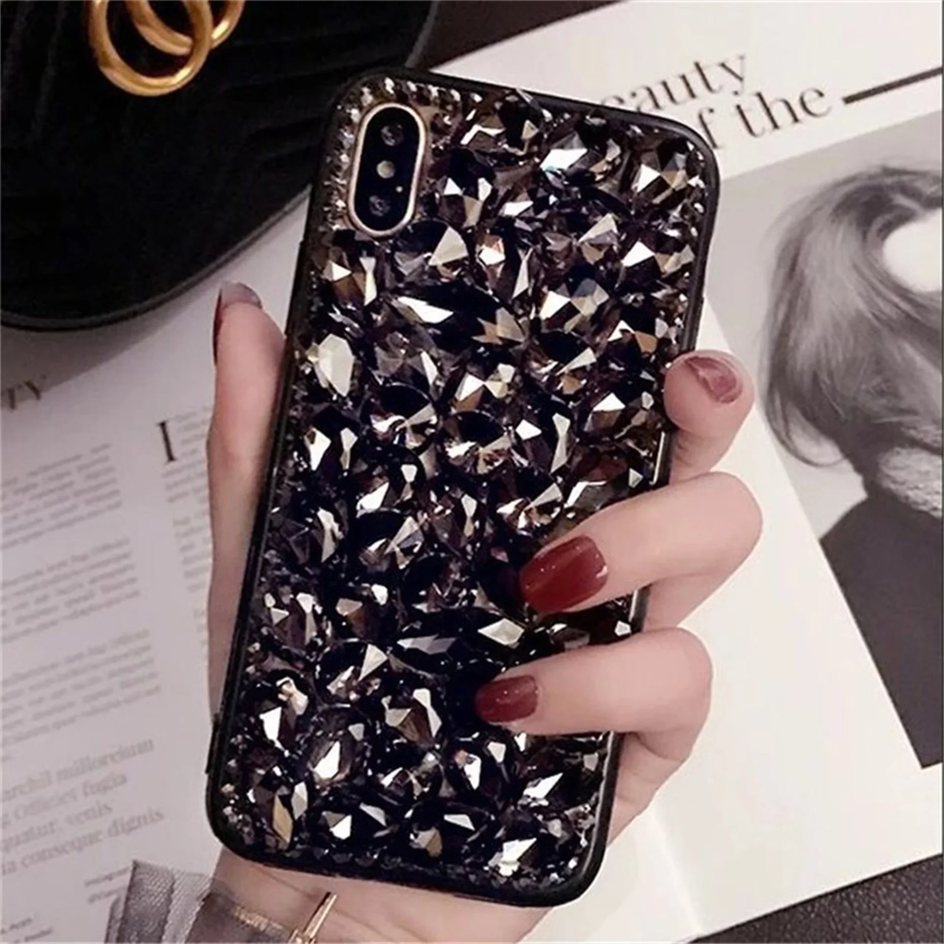 Luxury Rhinestone Phone Case for Samsung, Galaxy Diamond Glitter Cover, S26, S23, S22, S21, S24 Plus, Ultra Fe, Note 10, 20