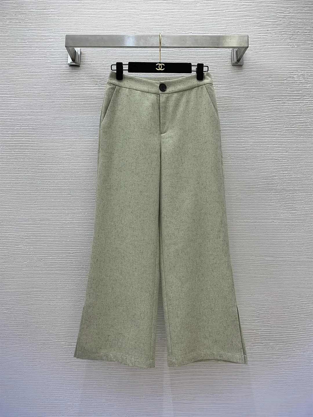 Autumn/Winter New Suit Set Fashion Slim Fit Double breasted Flip Collar Suit Coat+Split Wide Leg Pants