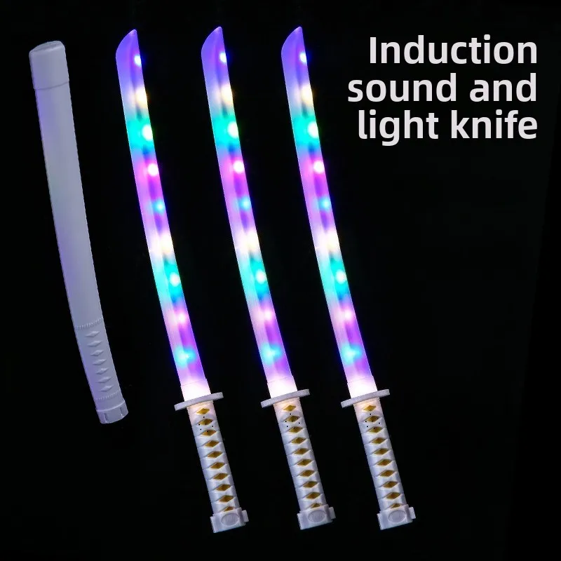 Espada de guerreiro luminosa, 67cm/27,17 polegadas, plástico branco, katana, periféricos de jogo, adereços de modelo com bainha, suprimentos para festa, brinquedos de ornamentos