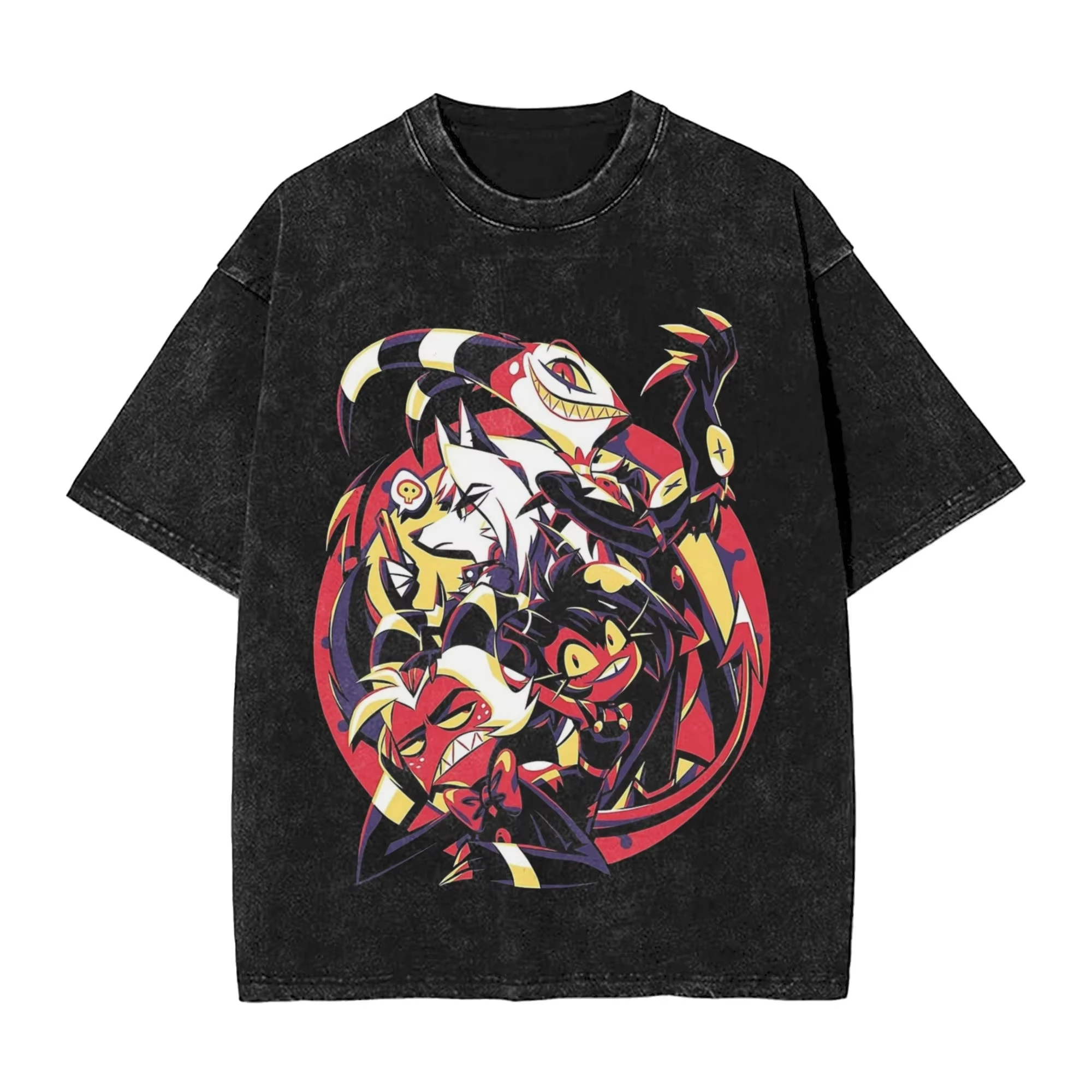 Helluva Boss Loona T-Shirt Men Women Cotton Graphic Printed Washed Hip Hop Oversized Unisex Hellhound I.M.P Gothic Punk Cartoon