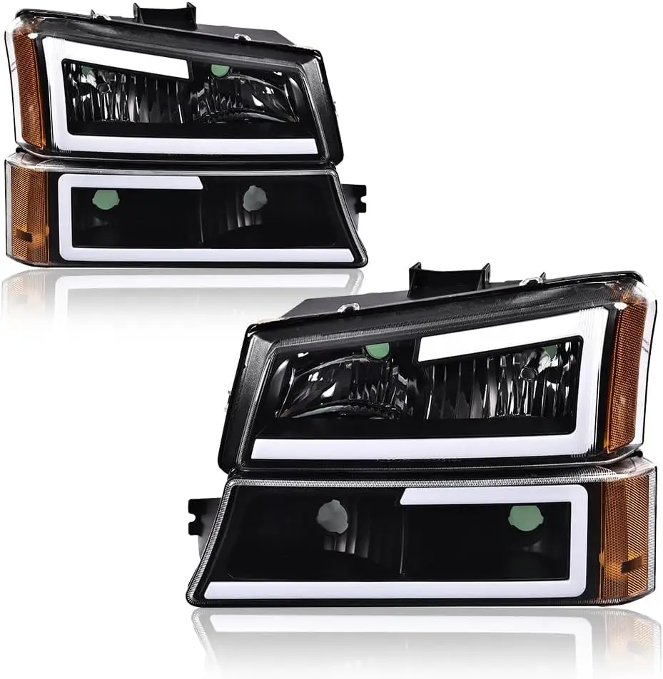 

LED DRL Headlight Assembly Compatible with Chevy Silverado 1500 2500 3500 HD Models 2003-2006,Compatible with Chevy Avalanche 15