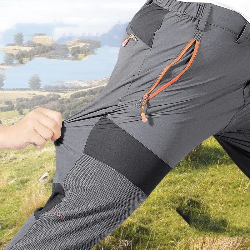 Outdoor Sports Stretch Quick Dry Pants Men Summer Ultra-Thin Breathable Ripstop Trousers Camping Hiking Trekking Pants L-7XL 8XL