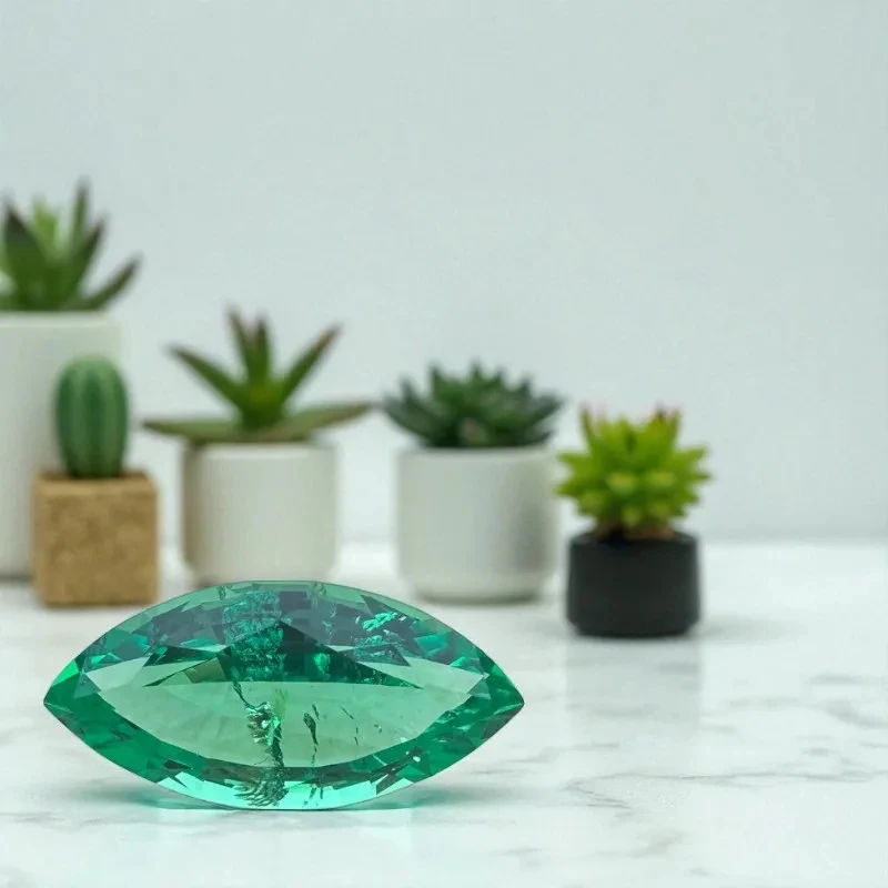 Top Hydrothermal Columbia Lab Grown Emerald Green Marquise Shape Gemstones für die Schmuckherstellung wählbares Zertifikat