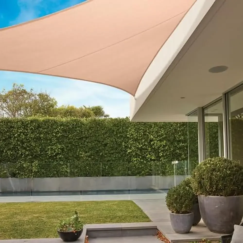 

UV Blocking Breathable Triangle Shade Sail Kit Patio Carport Driveway Garden Easy Assembly Fast Drying Recyclable HDPE Fabric