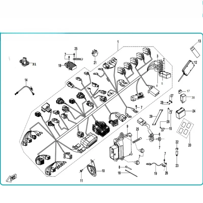 Motorcycle Whole Vehicle Wiring Harness Large Wire Fuse Battery Negative Pole Suitable for CF450SR 400-6-9