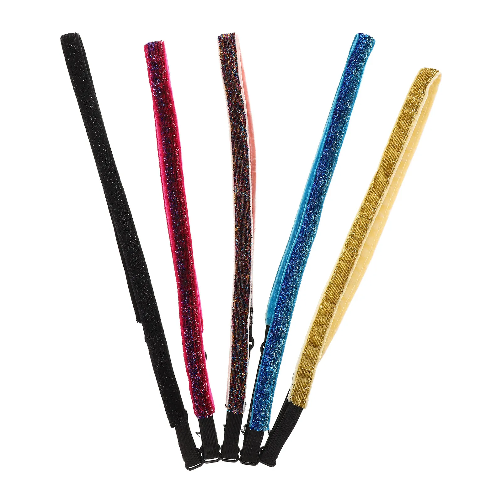 5Pcs Kids Athletic Headbands Elastic Nonslip Sports Sweatbands Comfortable Glitter Hairbands for Running Gymnastics Youth