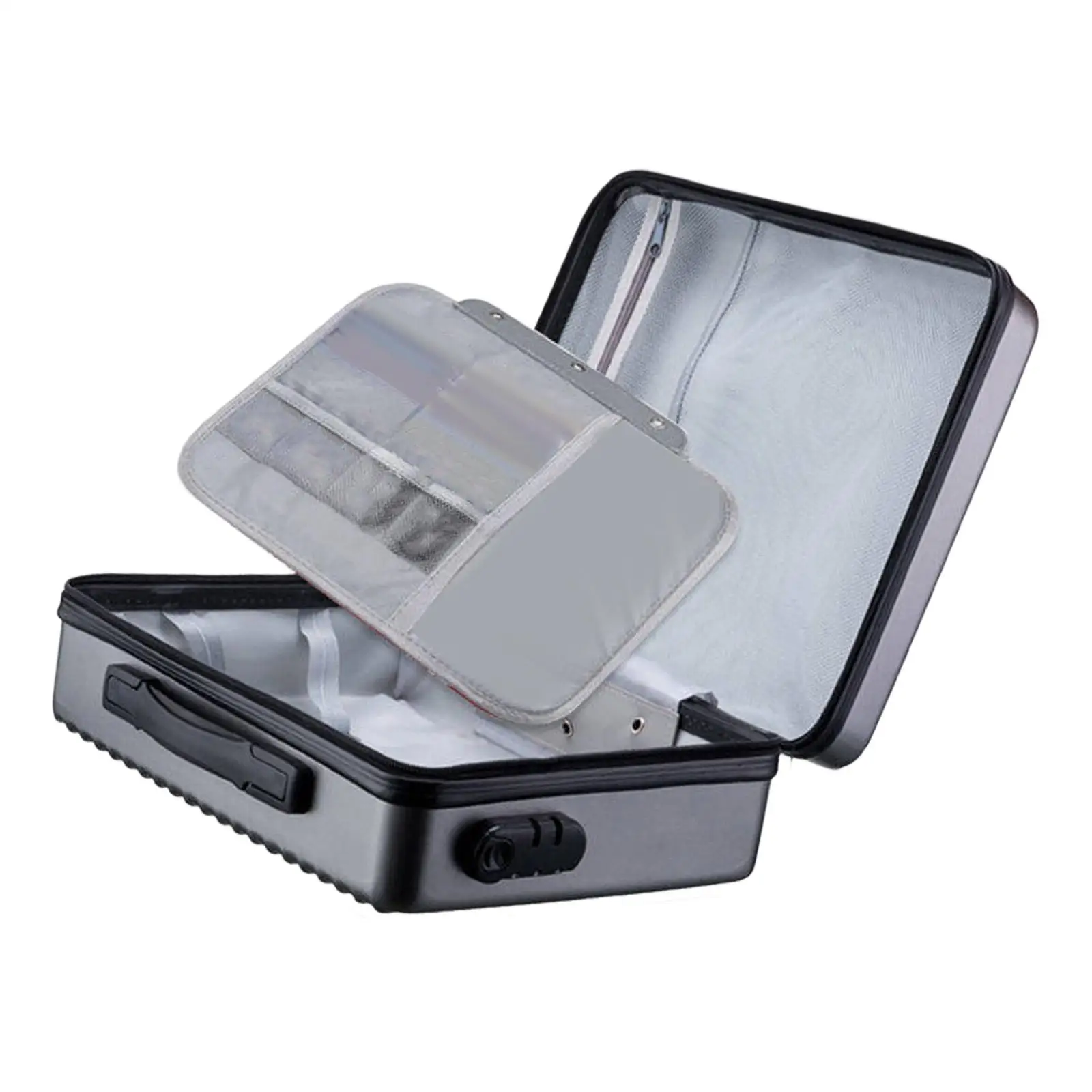 Fireproof Document Box Briefcase with Pockets with Lock Waterproof Safe Storage for Travel Home Contracts Professionals Office