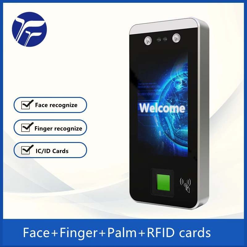 Vijf in één aanwezigheidsmachine Pincode Vingerafdruk Palmverificatie RFID-kaarten Scannen Gezichtsherkenningscamera