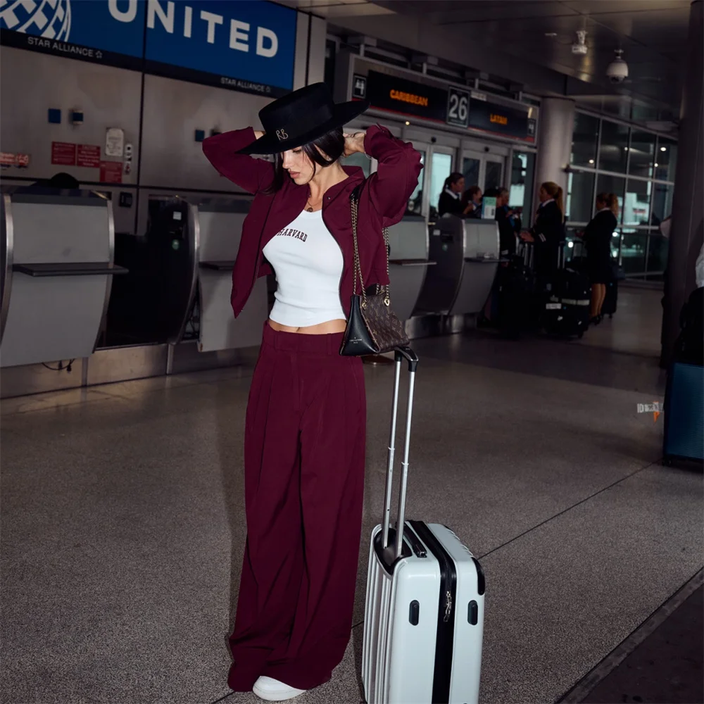 

2025 New Women's Clothing European and American Style Fashion Elegant Design Sense Pilot Jacket Coat&Pants Set
