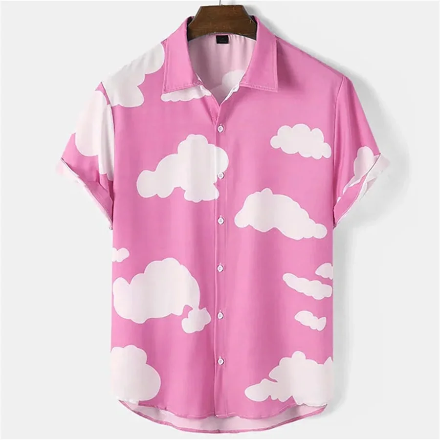 Men's shirts short sleeves cloud print tops Hawaiian holiday shirts fashion unisex shirts summer t-shirts casual shirts