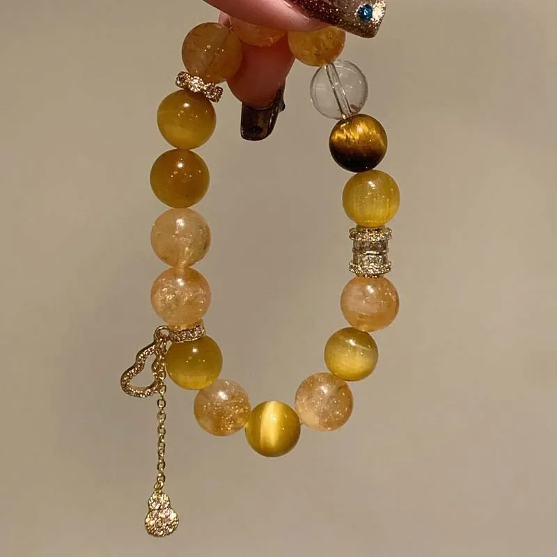 [Bafang Jinbao] Natural Golden Tiger Eye Citrine Bracelet Lucky Transshipment High Energy Yellow Tiger Eye Crystal Bracelet