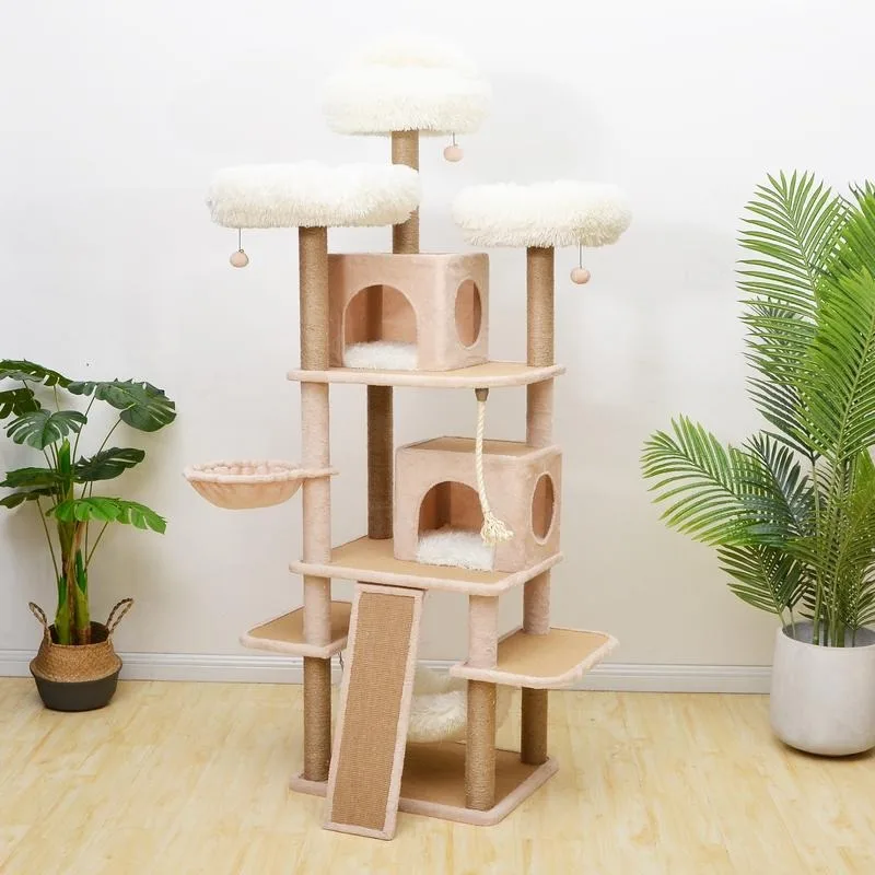 

7-Level Cat Tree 74" Cat Tree with Hammock, Scratching Post and Scratching Board