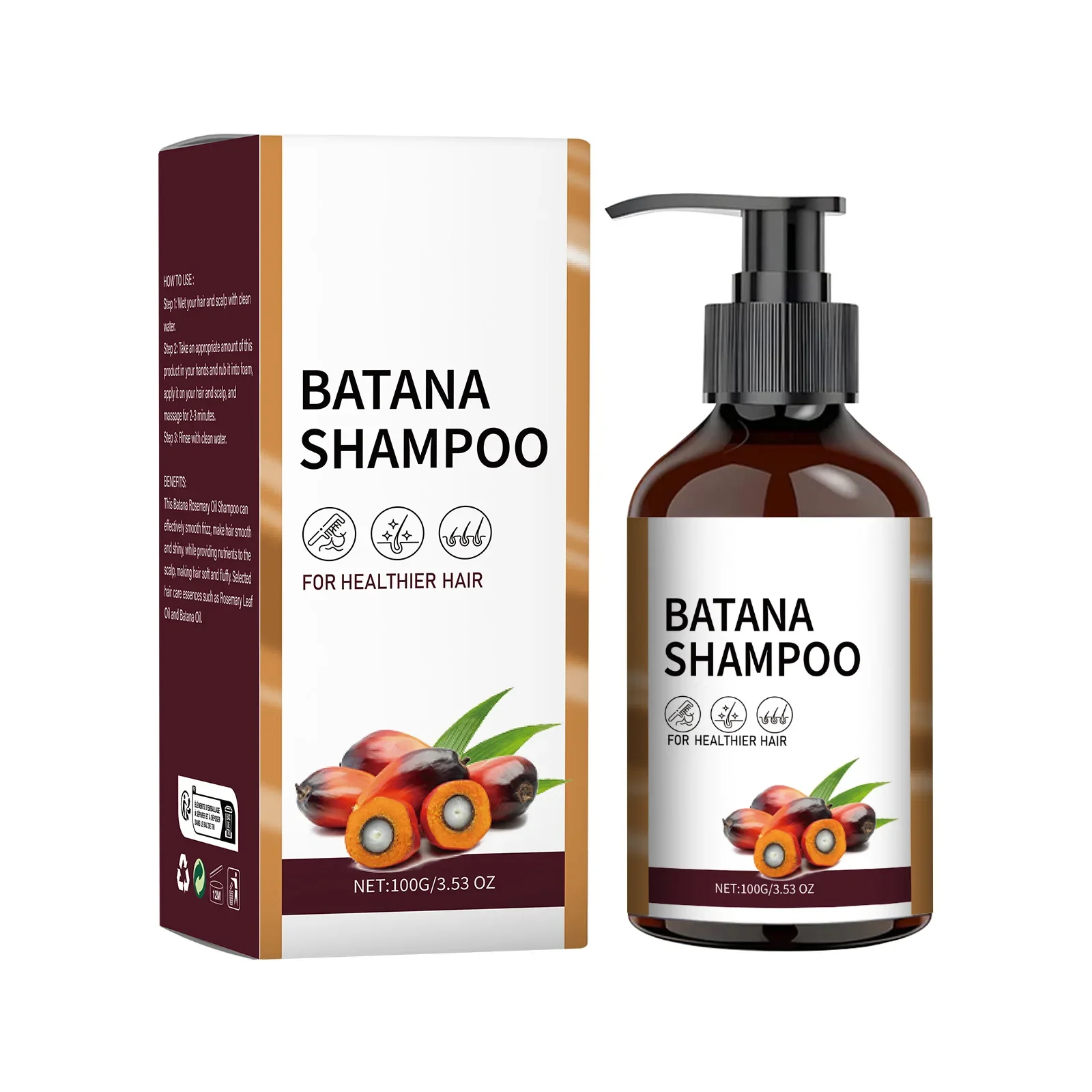 مستخلص شامبو زيت باتانا لجميع أنواع الشعر تغطية تغذي فروة الرأس مهدئ فروة الرأس إصلاح مكثف شامبو باتانا المغذي
