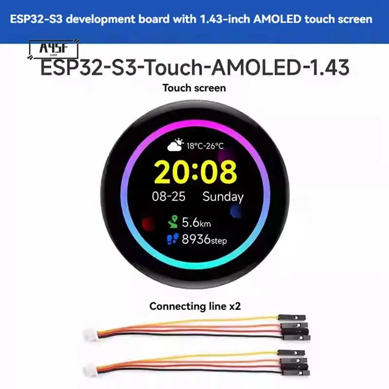 

A45F-ESP32-S3 1,43-дюймовый AMOLED-дисплей, макетная плата 466X466 QSPI, интерфейс, круглый дисплей с акселерометром, датчик гироскопа