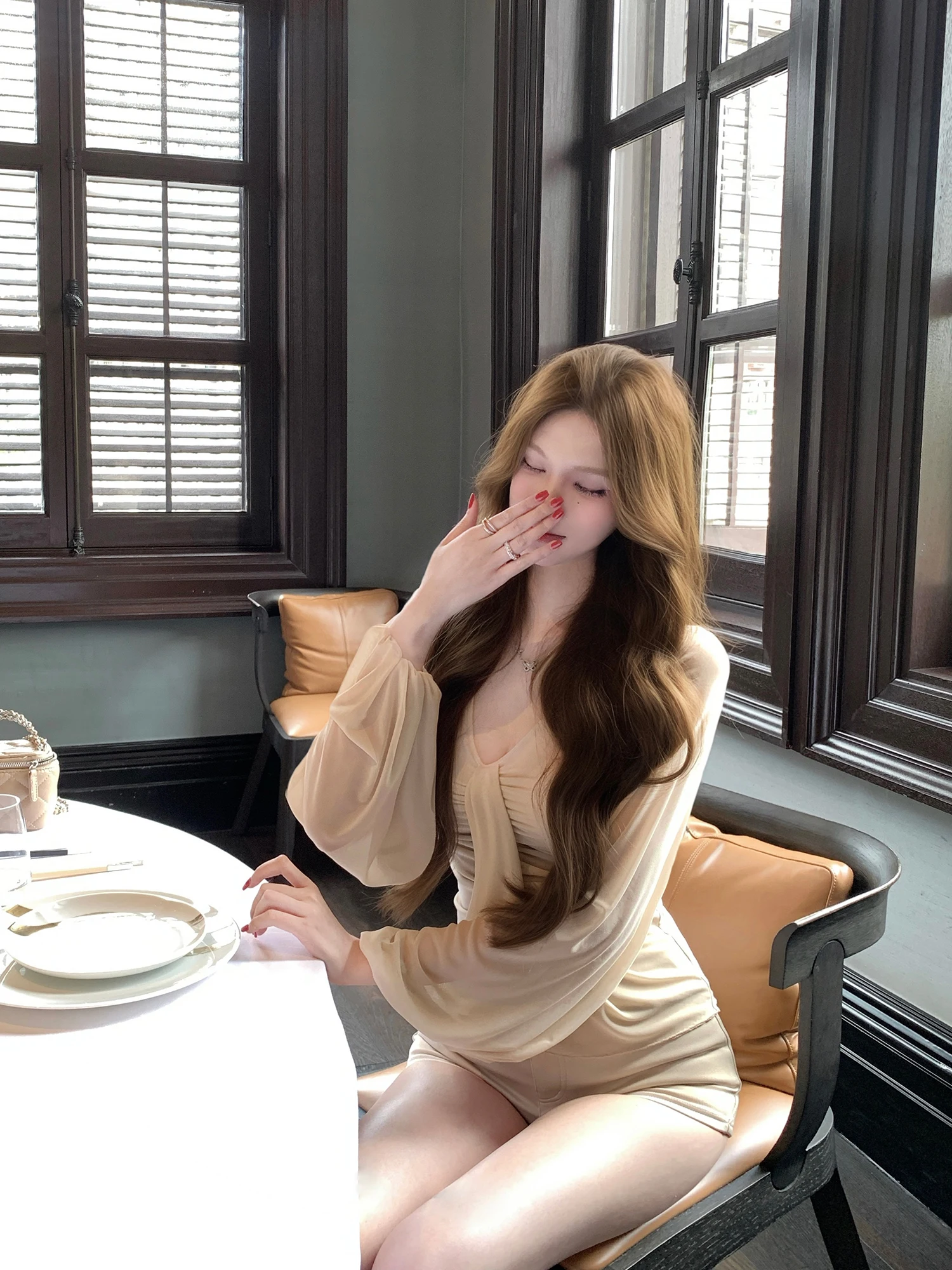 

Kubiliv Mis Attracting Soft Pure Desire Aosphere Slim Fit Плиссированная футболка V-Ne Elastic Long Sve Женская модная летняя футболка...