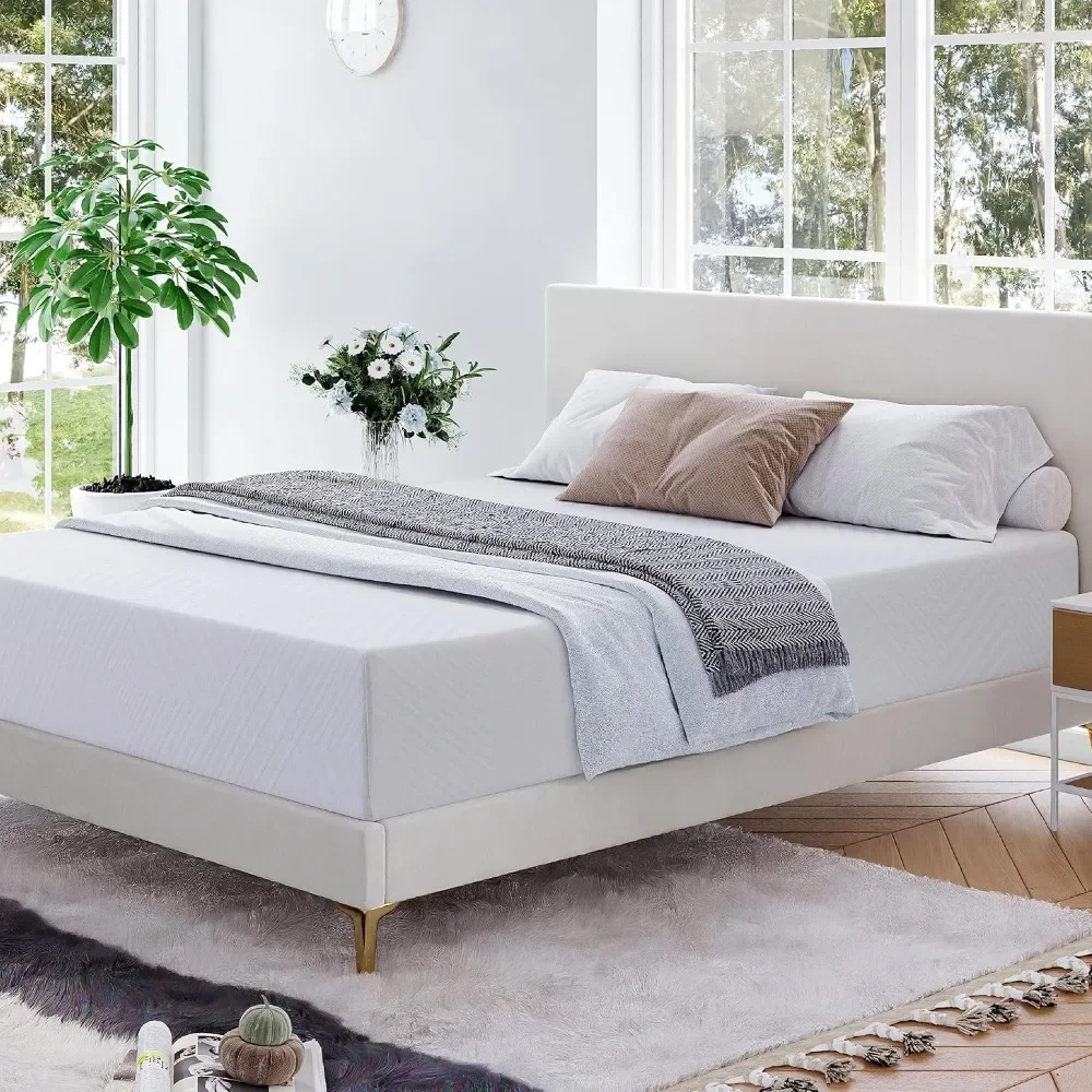 

Queen Mattress, 12 Inch Green Tea Memory Foam Mattress, Queen Bed in A Box No Fiberglass Mattress, White