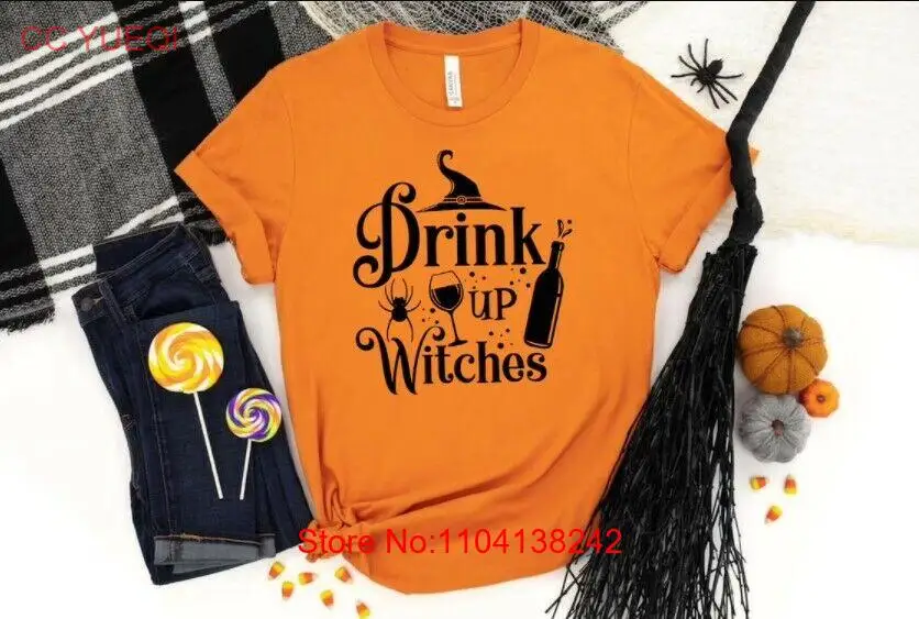 

Drink up Witches Halloween Shirt, Funny Halloween Orange T-Shirt S-2XL