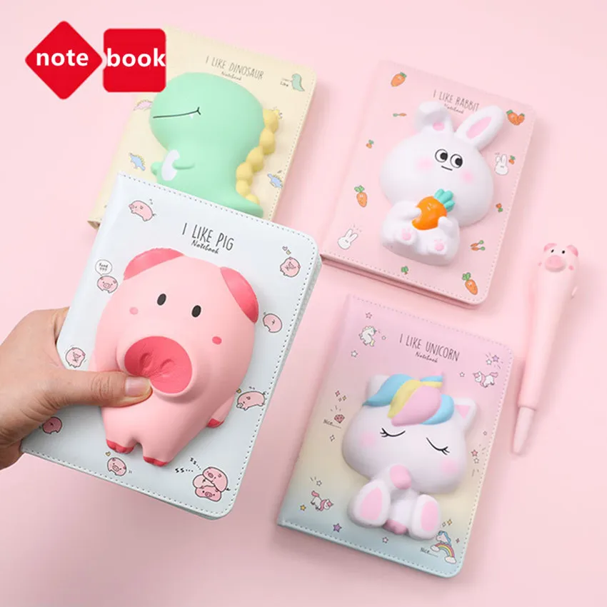 Squishy Kawaii 3D Decompression Notebook Bunny Student Planner Color Pages Diary With Gifts Packing School Supplies