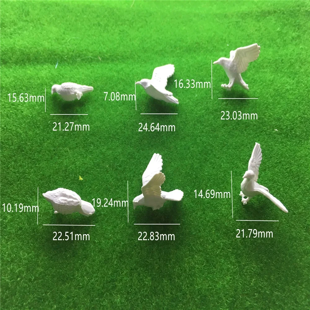 Modèle de pigeons blancs miniatures, 2-5cm, 5 pièces, kits de disposition des espèces d\'oiseaux pour architecture de diorme, scène de zoo, matériel