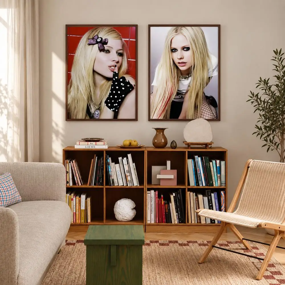 Pop Punk Singer Avril Lavigne Poster Self‑Adhesive Waterproof Poster Sticker Coffee House Bar Wall Art Home Decor