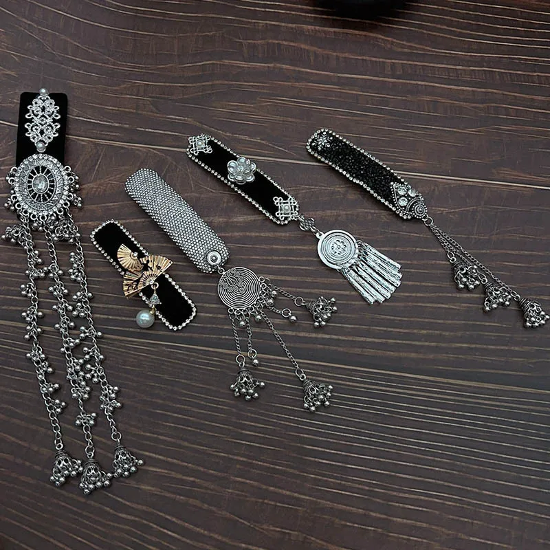 

Ethnic style Su hair clip, national trend bell pendant, side clip, high-end style, step swing bangs hair clip