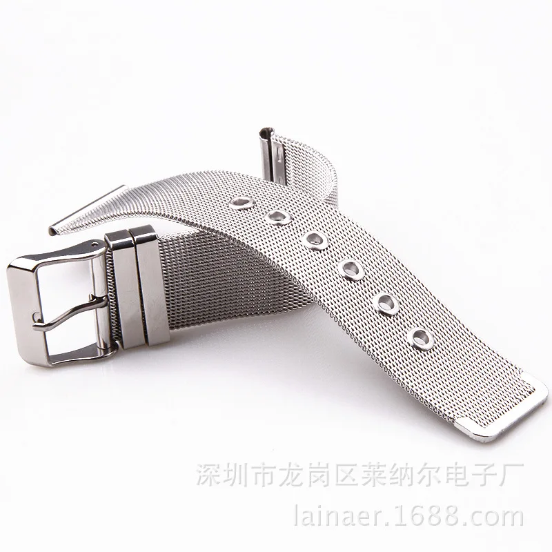 Men Women Stainless Steel Watch Strap 12mm 14mm 16mm 18mm 20mm 22mm 24mm Silver Mesh Milanese Pinhole Buckle Watch Band Straps