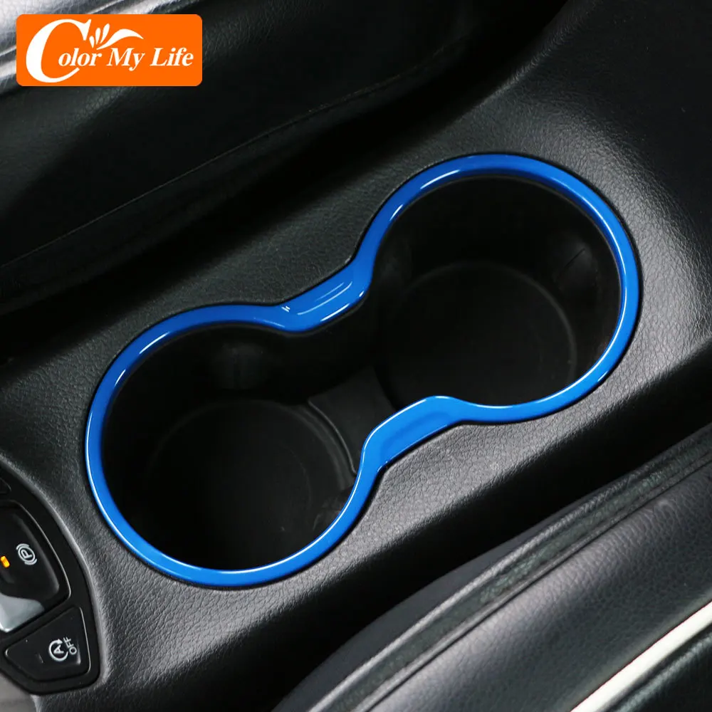 Car Chrome Front Water Cup Holder Panel Cover Trim Inner Decoration Stickers for Jeep Compass 2017 2018 2019 2020 Accessories