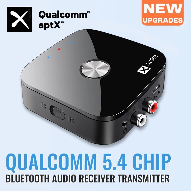 DISOUR Qualcomm Bluetooth 5.4 Receiver Transmitter 3.5MM AUX RCA Jack aptX Adaptive/HD/LL Low Latency Wireless Audio Adapter